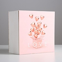 Ящик  деревянный подарочный «Люблю», 20 × 20 × 10  см
