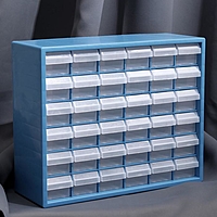 Бокс для хранения мелочей с выдвигающимися ячейками, 40 × 33 см, (1 ячейка 12 × 5,5 см), цвет синий