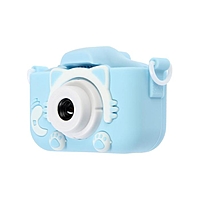 Детский цифровой фотоаппарат Cartoon Digital Camera Kitty "Котик", голубой