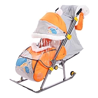Санки коляска «Ника детям 6. Ёжики», цвет: оранжево-серый