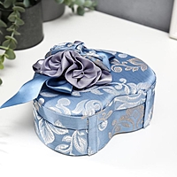 Шкатулка текстиль для украшений сердце "Синий цветок" 7х15,5х18 см