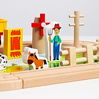 Деревянная игрушка "Железная дорога + ферма" 23 детали 32х5х17 см