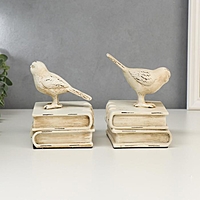 Держатели для книг "Белые птицы на книгах" набор 2 шт 15,5х12,5х10 см