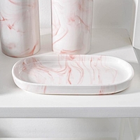 Набор для ванной "Сила", 3 предмета (мыльница, дозатор для мыла, стакан), цвет персиковый