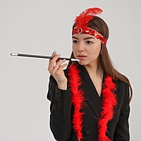 Карнавальный набор "Огненная красотка" повязка на голову, боа, мундштук