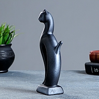 Сувенир "Кошка Рысь" чёрная с серебром