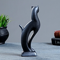 Сувенир "Кошка Рысь" чёрная с серебром