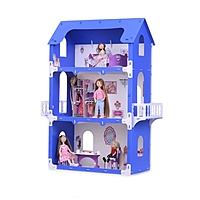 Домик для кукол "Коттедж Екатерина" с мебелью, бело-синий 000262