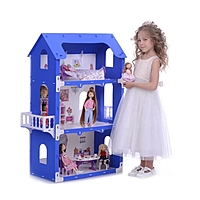 Домик для кукол "Коттедж Екатерина" с мебелью, бело-синий 000262