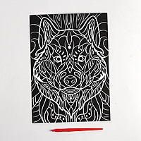 Гравюра "Волк" с металлическим эффектом А4