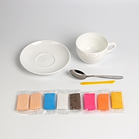 Набор для декора полимерной глиной чайной пары с ложечкой "Мишка"