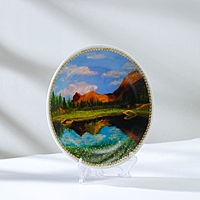 Тарелка декоративная "Лето в горах", с рисунком на холсте, D = 20 см