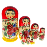 Матрёшка «Розочка», красный платок, 8 кукольная, 19 см