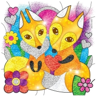 Картина песком и фольгой "Рыжее счастье" + блёстки