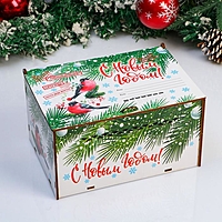Коробка подарочная посылка новогодняя "От деда мороза и снегирей"