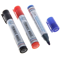 Набор маркеров перманентных 3шт. наконечник круглый 4 мм на блистере (синий чёрный красный)