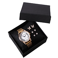 Подарочный набор 2 в 1 "Bolingdun": наручные часы, d=3.1 см, серьги