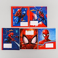 Тетрадь 12 листов, клетка, "Супергерой", 5 видов МИКС, Человек-паук