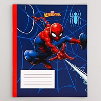 Тетрадь 12 листов, клетка, "Супергерой", 5 видов МИКС, Человек-паук