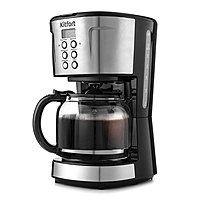 Кофеварка Kitfort КТ-731, капельная, 900 Вт, 1.6 л, серебристо-чёрная