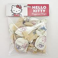 Шар латексный 12" "Hello Kitty, С Днем Рождения!", пастель-кристал МИКС, 4ст, набор 25 шт