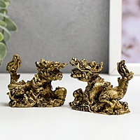 Нэцке полистоун бронза "Китайский дракон" набор 2 шт 4,7х6х3 см