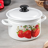 Кастрюля цилиндрическая 3 л, деколь МИКС, цвет белый