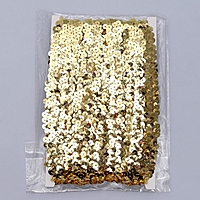 Тесьма декоративная с пайетками, на резинке, 2 см, 9 ± 1 м, цвет золотой