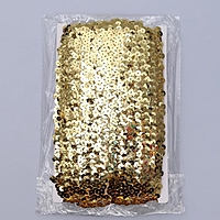 Тесьма декоративная с пайетками, на резинке, 3,5 см, 9 ± 1 м, цвет золотой