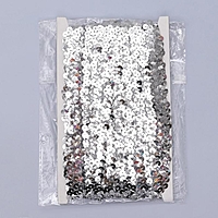 Тесьма декоративная с пайетками, на резинке, 2 см, 9 ± 1 м, цвет серебряный