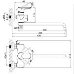 Смеситель для ванны D&K Venice Baciano DA1033301 хром