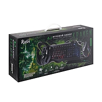 Игровой набор Smartbuy RUSH Kraken 4 в 1, клавиатура+мышь+гарнитура+ковер, проводной, 6400 d