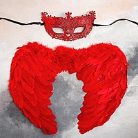Карнавальный набор "Красный ангел"  крылья, маска