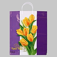 Пакет " Нежные тюльпаны", полиэтиленовый с пластиковой ручкой, 38х44 см, 90 мкм