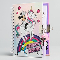 Записная книжка на замочке А6 "Unicorn dreams", Минни Маус