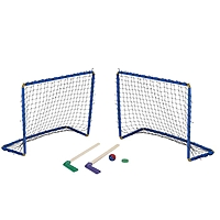 Хоккейный набор: 2 клюшки,  2 ворот с сеткой, шайба, мячик, в коробке