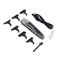 Машинка для стрижки Centek CT-2105, 3 Вт, 6 насадок, LED, USB зарядка, чёрно-серая