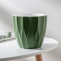 Кашпо "Флюте" со вставкой 3л, цвет малахит