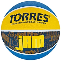 Мяч баск. "TORRES Jam" арт.B02047, р.7, резина, нейлон. корд, бут. кам., син-желт-голубой