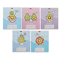 Тетрадь 12л лнн Веселые Авокадо, обл мел карт, бл офс, 5вид МИКС 67637