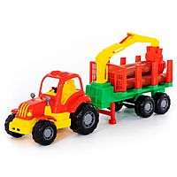 Игрушка Трактор Крепыш с полуприцепом-лесовозом