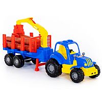 Игрушка Трактор Крепыш с полуприцепом-лесовозом