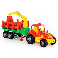 Игрушка Трактор Крепыш с полуприцепом-лесовозом