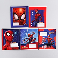 Тетрадь 12 листов, линейка, "Супергерой", 5 видов МИКС, Человек-паук