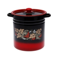 Кастрюля цилиндрическая 12 л с пластмассовой ручкой, цвет красно-черный МИКС