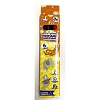 Карандаши 6 цветов Calligrata заточенные, шестигранные, пластиковые, картонная упаковка, европодвес