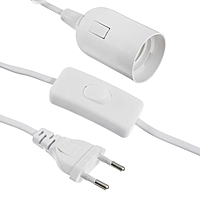 Патрон подвесной для фитоламп с выключателем, Е27, провод 3 м, белый