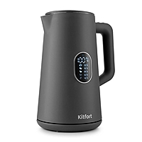 Чайник Kitfort КТ-6115-2, пластик, колба металл, 1.5 л, 1800 Вт, LED-дисплей, серый