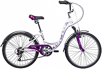 Велосипед 24" NOVATRACK Butterfly 2019 24SH6V.BUTTERFLY.13VL9, рама 13", белый/фиолетовый