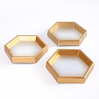 Набор настенных зеркал, с увеличением, зеркальная поверхность 13 × 11, цвет золотистый